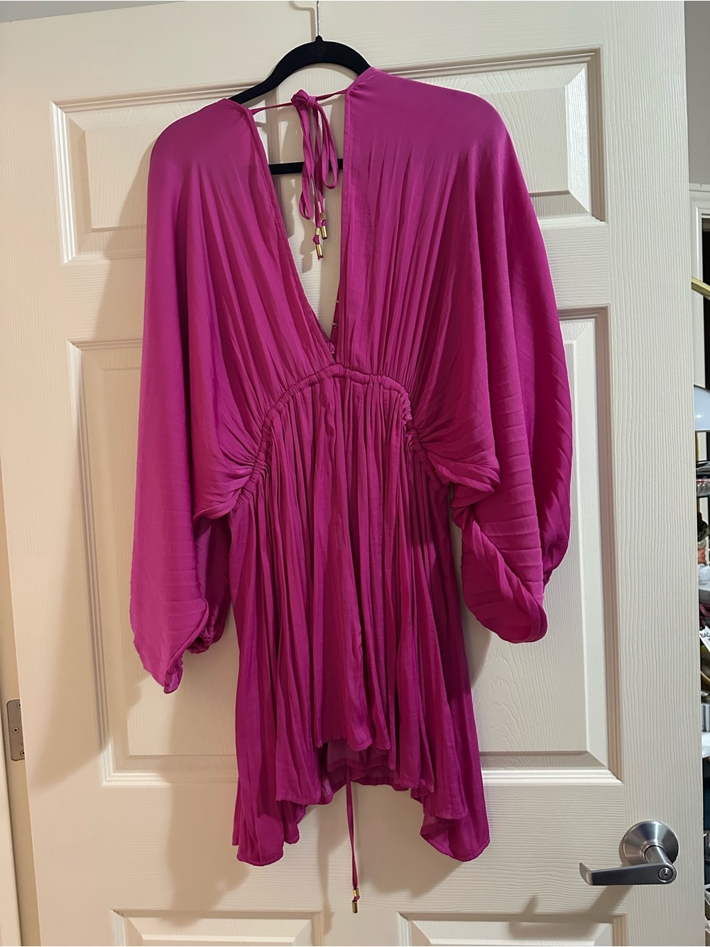 Free People Vibrant Fuchsia Tie-Back Mini Dress
